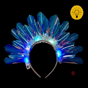 VINCHA DIADEMA IRIDISCENTE LED CELESTE (U2411-247) X 1